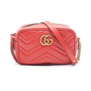 [중고] Gucci 구찌 숄더백 GG 마몬트 퀼팅 미니백 448065 레드 레더 GG 마몬트 스몰 카메라백 여성용 Used A