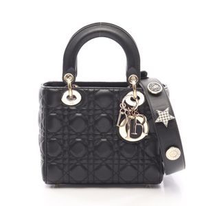[Pre-owned] Dior handbag, LADY DIOR MY ABCDIOR, Lady Dior Small Cannage 2-way bag, black lambskin (sheepskin leather), Lady Dior Cannage 2-way tote bag, small.