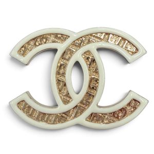 Mint condition☆CHANEL B24C ABC396 Metal Coco Mark Brooch, Gold and Ivory, Made in Italy, Women's, with Box and Dust Bag.