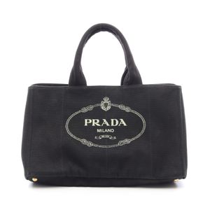 【중고】 Prada PRADA 토트백 DENIM CANAPA 카나파 블랙/화이트 캔버스 카나파 토트 라지 여성용 Used A