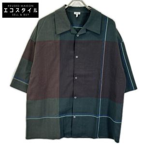 Loewe H526Y05X88 綠色 x 棕色 Anagram 格紋短袖襯衫，37 碼 [二手]
