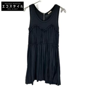 Miu Miu 13SS MJA493 黑色褶皺棉質洋裝 XS [二手]