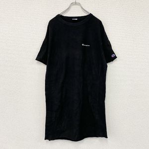 Champion 反向編織短袖T卹裙，黑色，L碼（古著）