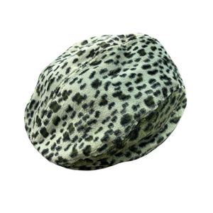 MONO COMME CA (Mono Comme Ca) Hunting Cap, Leopard Print, Green, Vintage