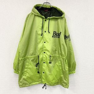 Budweiser nylon jacket/hoodie , Lime green, size M, used.