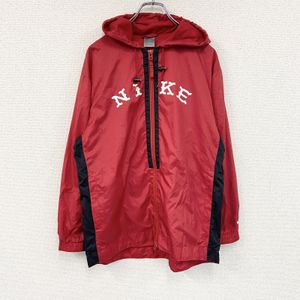 NIKE Half-Zip Nylon Pullover Jacket Hoodie, Red , Size L, Used