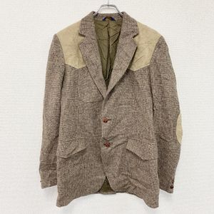 PENDLETON tailored tweed jacket, suede, elbow patches, brown / beige, vintage.