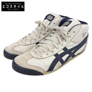 Onitsuka Tiger MEXICO MID RUNNER sneakers, men's, white x navy, size 27cm (THL328, US size 9) [Used]