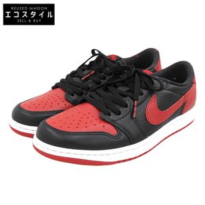 Nike Air Jordan 1 Retro Low OG "Banned" shoes, like new, men's, black/ RED , size 28.5cm, IW6276-001, size 10.5 (US) [Used]