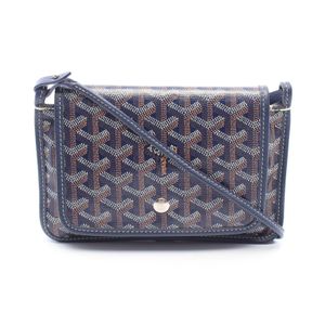 【二手】 GOYARD Plume 手拿包皮夾單肩包 PLUMET PMLTY12CL12P 海軍藍/ブラウン/白色 PVC塗層帆布皮革 Plume 手拿包皮夾