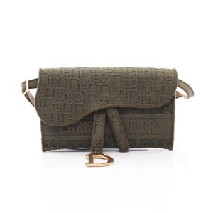[Used] Dior Waist Bag Body Bag Oblique Saddle Slim Pouch Khaki Leather Oblique Saddle Slim Pouch Women's Used B