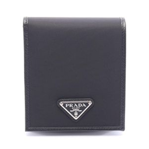 [Used] Prada PRADA Bi-fold Wallet SASAFFIANO METAL 2MO738 Black Nylon Saffiano Leather Triangle Logo Bi-fold Wallet Men's Used A