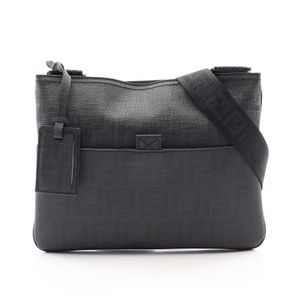 [สินค้ามือสอง] เฟนดี้ FENDI กระเป๋าสะพายไหล่ Zucca 7VA247 สีดำ PVC Coated Canvas ลายโลโก้ FF กระเป๋าสะพายไหล่ ยูนิเซ็กส์ สภาพ A