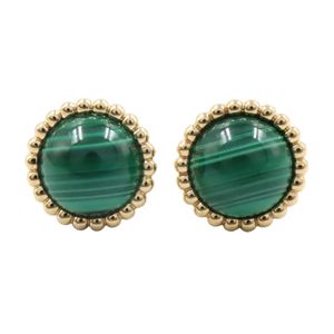 [Pre-owned] Van Cleef & Arpels Perlee Couleur Earrings, Malachite, VCARP4DS00, K18 (Yellow Gold), Perlee Couleur Earrings, Malachite, Women's