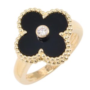 [Pre-owned] Van Cleef & Arpels Vintage Alhambra Ring, 1PD Onyx, RA41000, K18 (Yellow Gold), Diamond.