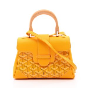 【二手】Goyard GOYARD Saigon Mini 2WAY SAIGONMINTY08CL08P 黃色/白色/ブラウンPVC塗層帆布皮革 Saigon Mini 軟包