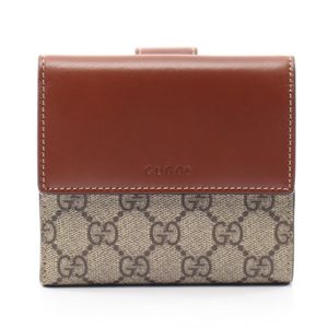 [Used] Gucci GUCCI Bi-fold Wallet GG Supreme 410104 Beige/ Braun Leather Bi-fold Wallet Women's Used A