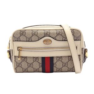 [중고] Gucci 구찌 숄더백 오피디아 GG 수프림 517350 베이지/오프화이트 PVC 코팅 캔버스 레더 오피디아 미니 숄더백