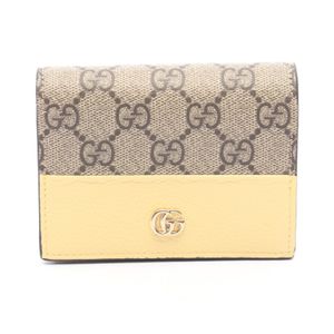 [Used] Gucci GUCCI Bi-fold Wallet Double G GG Supreme 841358 Light Yellow/Beige/ Braun Leather Double G GG Supreme Bi-fold Wallet Women's Used A