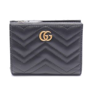 [Used] Gucci GUCCI Bi-fold Wallet GG Marmont 773427 Black Leather Double G Bi-fold Wallet Women's Used A