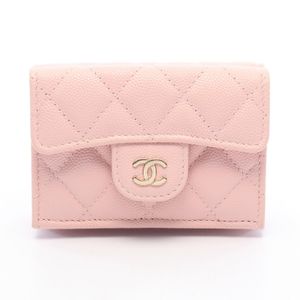 [Pre-owned] Chanel Classic Small Flap Wallet, Matelassé AP0230, Light Pink Caviar Skin (Grained Calfskin)