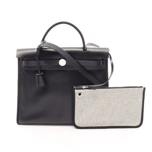 【중고】 Hermes 에르메스 손가방 에르백 지프 PM 2WAY 블랙/에크뤼 캔버스 레더 에르백 지프 PM 블랙 여성용 Used A