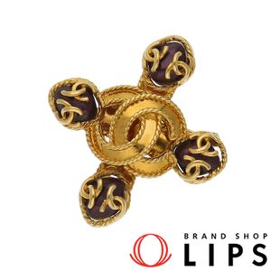 Chanel Coco Mark Cross Motif Brooch (Brooch (approx. cm): Height 6.0 x Width 6.0 x Depth 1.4) Brass Excellent Condition [Used]