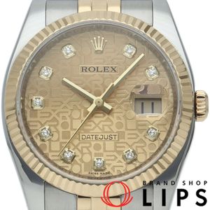 勞力士 Datejust 36 男士腕錶，五珠鏈，10 鑽，電腦錶盤，型號 116233G(V)，K18YG/SS 材質，香檳色顏色，2009 年款，成色極佳 [二手]