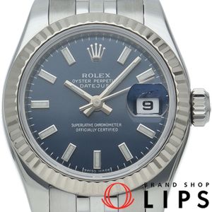 勞力士 Datejust 26 女士 Jubilee 腕錶 179174（隨機款），附錶盒、保固卡、國際服務保固卡，18K 白金/不鏽鋼錶殼，藍色錶盤，拋光處理，成色極佳 [二手]