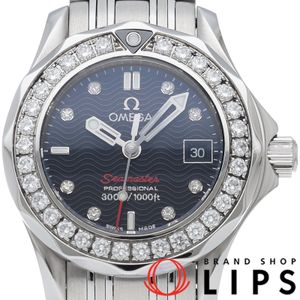 OMEGA 씨마스터 300M 쿼츠 28mm 다이아 베젤 8P 다이아 Seamaster300 Quartz 28mm Diamond Bezel 8P Diamonds 212.15.28.61.51.001 SS 여성용 시계 블랙 폴리싱 완료 최상급 컨디션 【중고】
