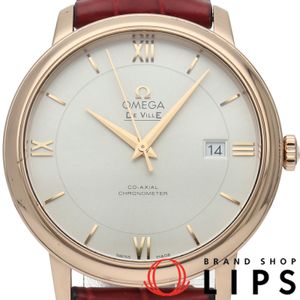 OMEGA 드빌 프레스티지 코-액시얼 39.5mm 424.53.40.20.02.001 박스 보증서 K18RG/가죽 남성용 시계 실버 폴리싱 완료 미품 【중고】