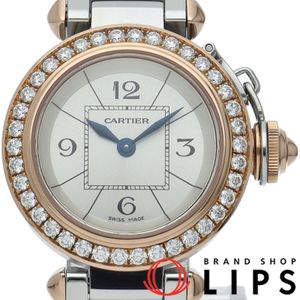 Cartier 미스 파샤 워치 다이아 베젤 Miss Pasha WJ124021 보증서 K18PG/SS 여성용 시계 실버 폴리싱 완료 미품 【중고】