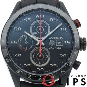 TAG Heuer Carrera Calibre 1887 Chronograph Racing CAR2A80.FC6237, Warranty Card, Titanium/Leather Strap, Men's Watch, Black, Polished, Excellent Condition [Used]
