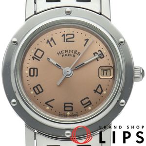 Hermes Clipper Ladies Watch CL4.210, Box, Warranty, Stainless Steel, Pink, Polished, Excellent Condition [Used]
