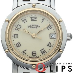Hermes Clipper Ladies Watch CL4.220, Box, Repair Manual, GP/SS, Champagne Color Finish, Excellent Condition [Used]