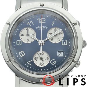 Hermes Clipper Chronograph CL1.910 Men's Watch, Stainless Steel, Blue/Silver, Polished, Excellent Condition [Pre-owned]