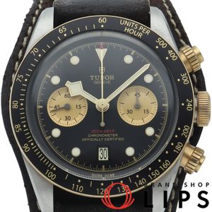 Tudor Black Bay Chronograph S&G Watch M79363N-0003 Box, Warranty Card, 18K Yellow Gold/Stainless Steel/Leather Strap, Men's Watch, Black/Champagne, Polished, Excellent Condition [Used]