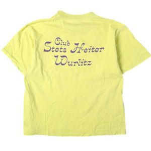 adidas Vintage Print Mock Neck T-Shirt Club Stets Heiter Wurlitz Tee M YELLOW Short Sleeve OLD Top [Used] [adidas]