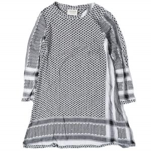 CECILIE COPENHAGEN 頭巾連身裙，格紋襯衫裙，XS 碼，黑/白，長袖，上衣 [二手] [CECILIE COPENHAGEN]