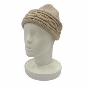 Mint condition ☆ HERMES Heaven Twist Cashmere Chaine d'Ancre Beanie Knit Cap Beige L Made in Italy Women's Comes with Dust Bag