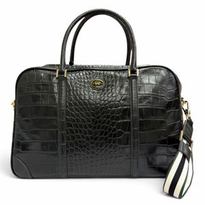 Mint condition △ Anya Hindmarch Hindmarch 2111045 Crocodile embossed 2-way leather Boston bag/shoulder bag, dark green, women's.