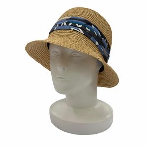 Excellent condition ☆ HERMES Hermes silk and raffia straw hat, natural NATURAL 59, made in France, authentic, women's.