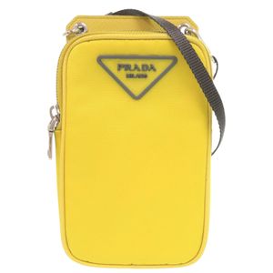Prada 三角形尼龍皮革黃色手機包肩背包 黃色 0565 [二手] 成色極佳