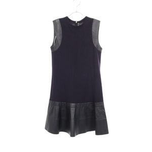 【二手】BALENCIAGA無袖連身裙，328710，羊毛皮革連身裙，女款，二手