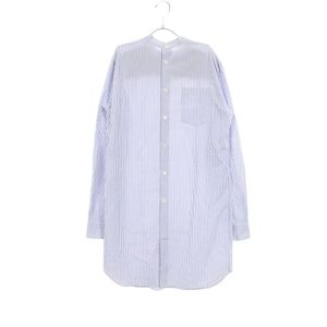 [二手] COMME des GARCONS HOMME PLUS女士棉質短襯衫裙，飾有​​花卉刺繡和條紋設計 (PA-B016)
