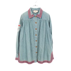 [Used] Gucci Amour de Jour Interlocking G Button Vintage Finish Long Sleeve Cotton Fabric Shirt 605547 Women's Used A