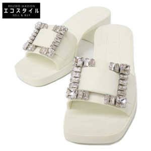 Sergio Roshi B07210 SR JELLY 040 水晶扣方頭涼鞋，35碼 [二手]