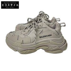 Balenciaga 524039 TRIPLE S All-Over Logo Low-Cut Sneakers, Size 37 [Used]