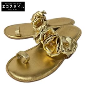 Chanel Camellia Flat Sandals, Size 34 (Used), Excellent Condition