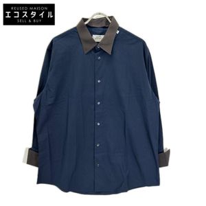 Hermes Brown x Brown Detachable Collar 2-Way Band Collar Shirt, Size 44 [Used]